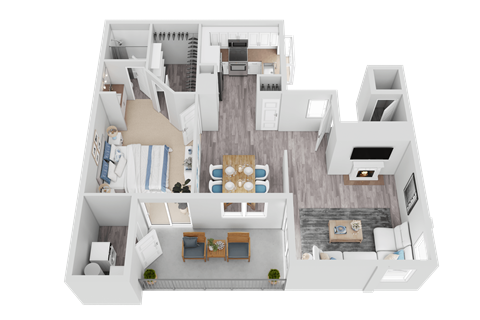 Floor plan for 1 bed, 1 bath, 780 sqft